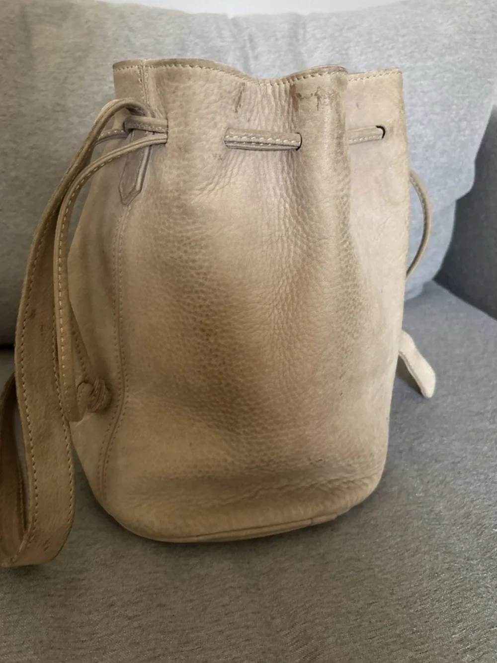COACH Vintage Sonoma Drawstring Pebbled Nubuck Tan Leather Bucket Bag Purse 4931
